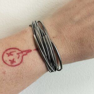 Stretchy Silver Bangle With Magnetic Closure